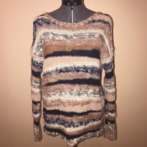 Navy Tan White Striped Soft American Eagle Sweater